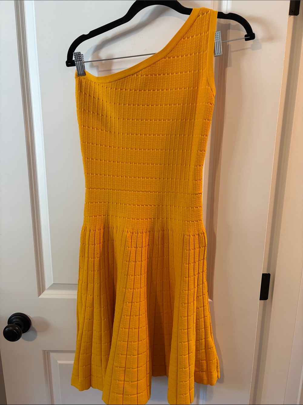 MICHAEL Michael Kors One-Shoulder Yellow Knit Skater Skirt